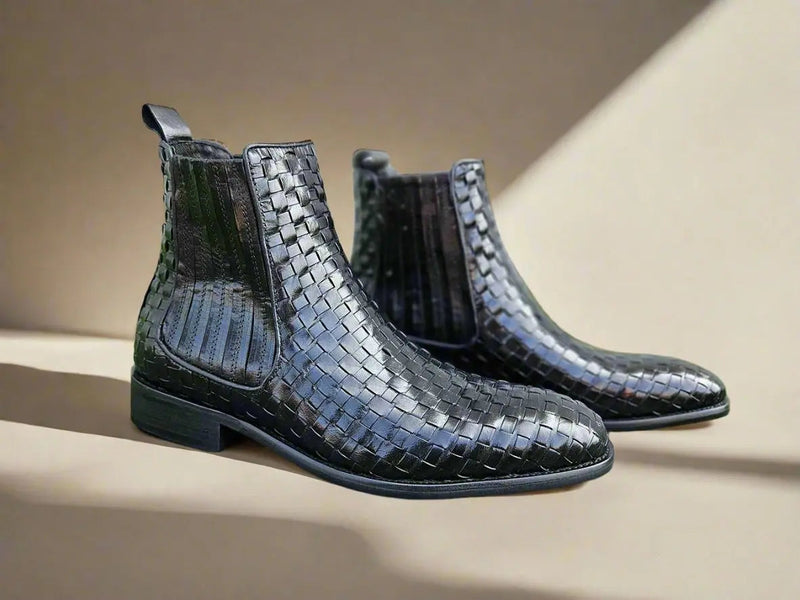 Carrucci Basket Weave Leather Chelsea Boot