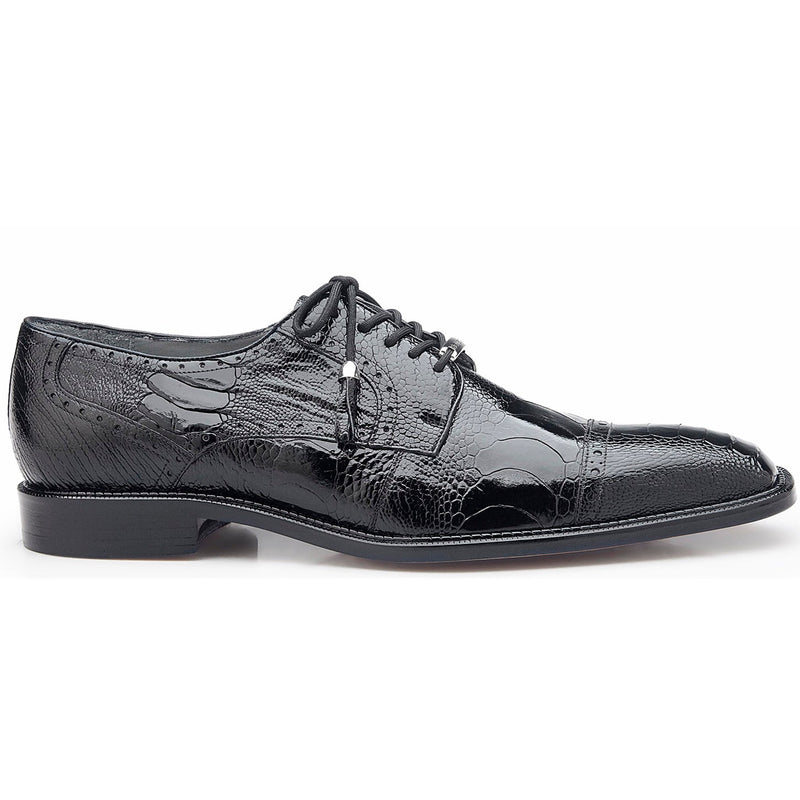 Belvedere Batta Black Genuine Crocodile Dress Shoe