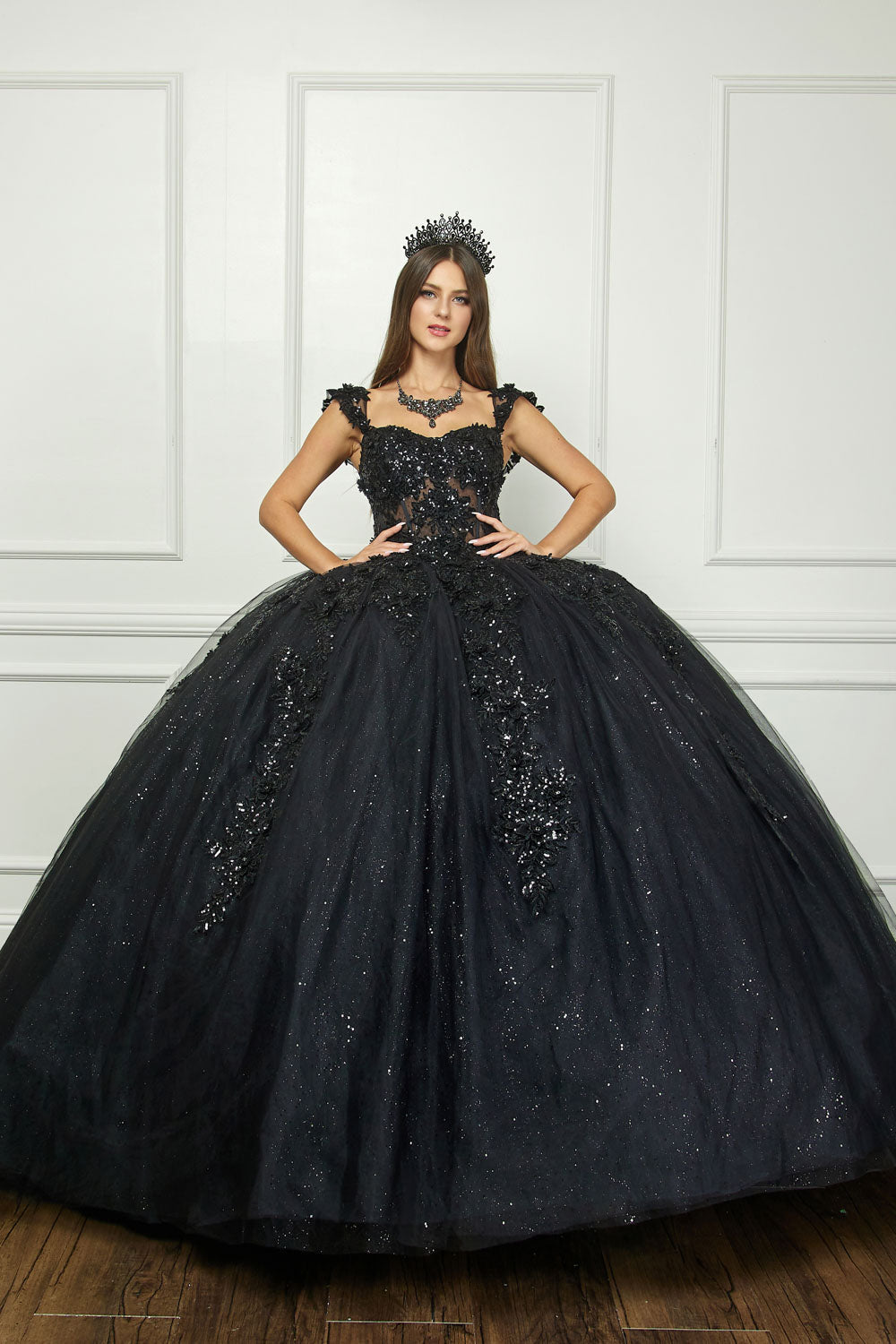 Applique Corset Ball Gown by Bella Princess PQ1070