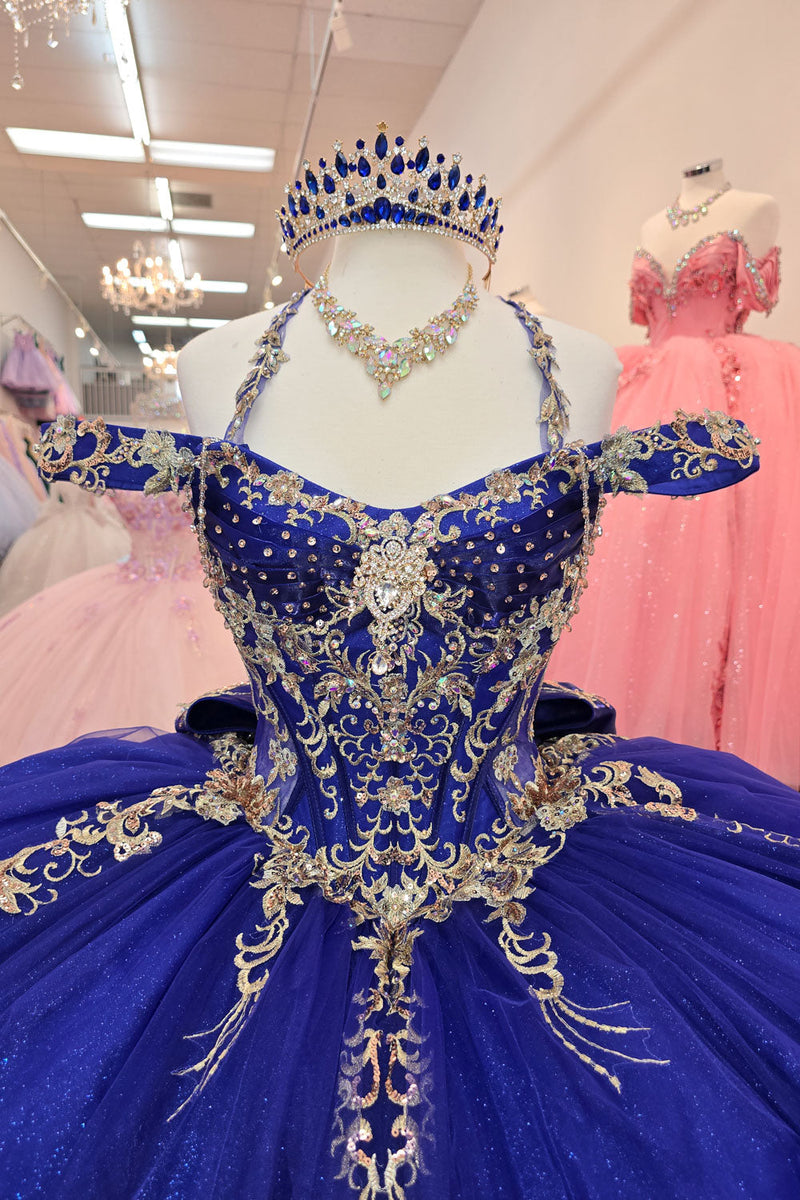 Beaded Off Shoulder Ball Gown by Bella Princess PQ1076