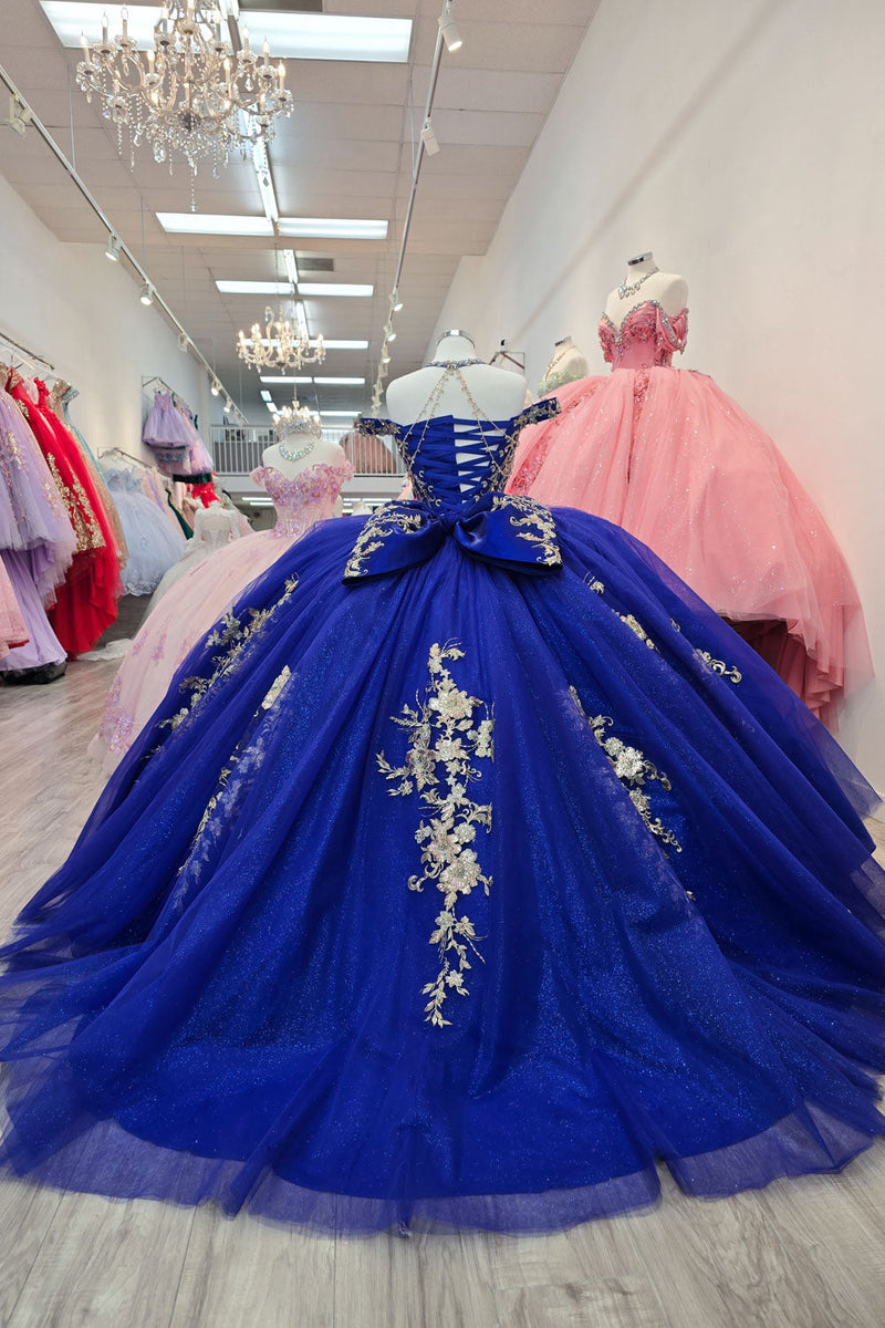 Beaded Off Shoulder Ball Gown by Bella Princess PQ1076