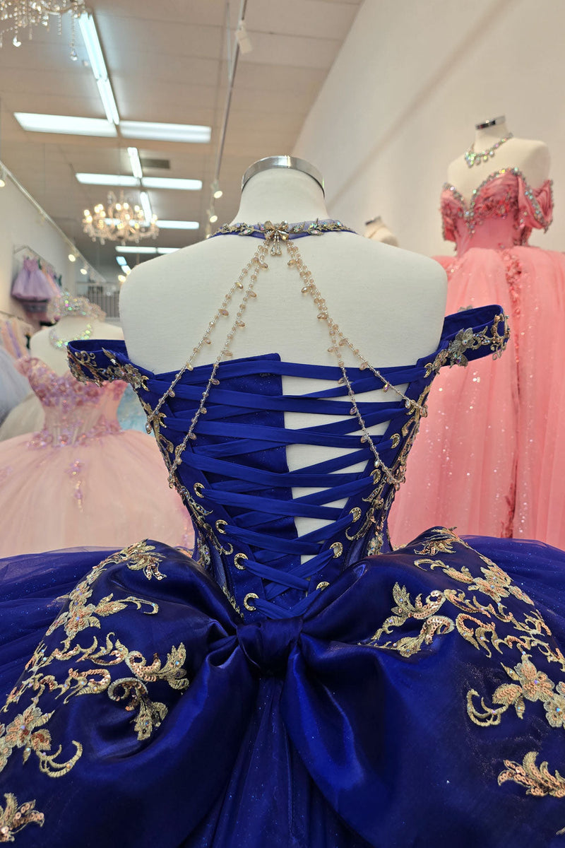 Beaded Off Shoulder Ball Gown by Bella Princess PQ1076