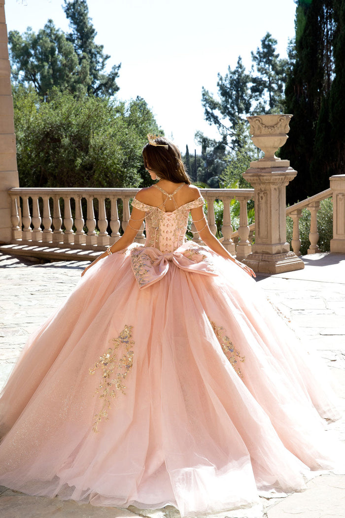 Beaded Off Shoulder Ball Gown by Bella Princess PQ1076