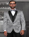 Big and Tall Size Tuxedo Dinner Jacket - Paisley Fabric Blazer in Color Silver