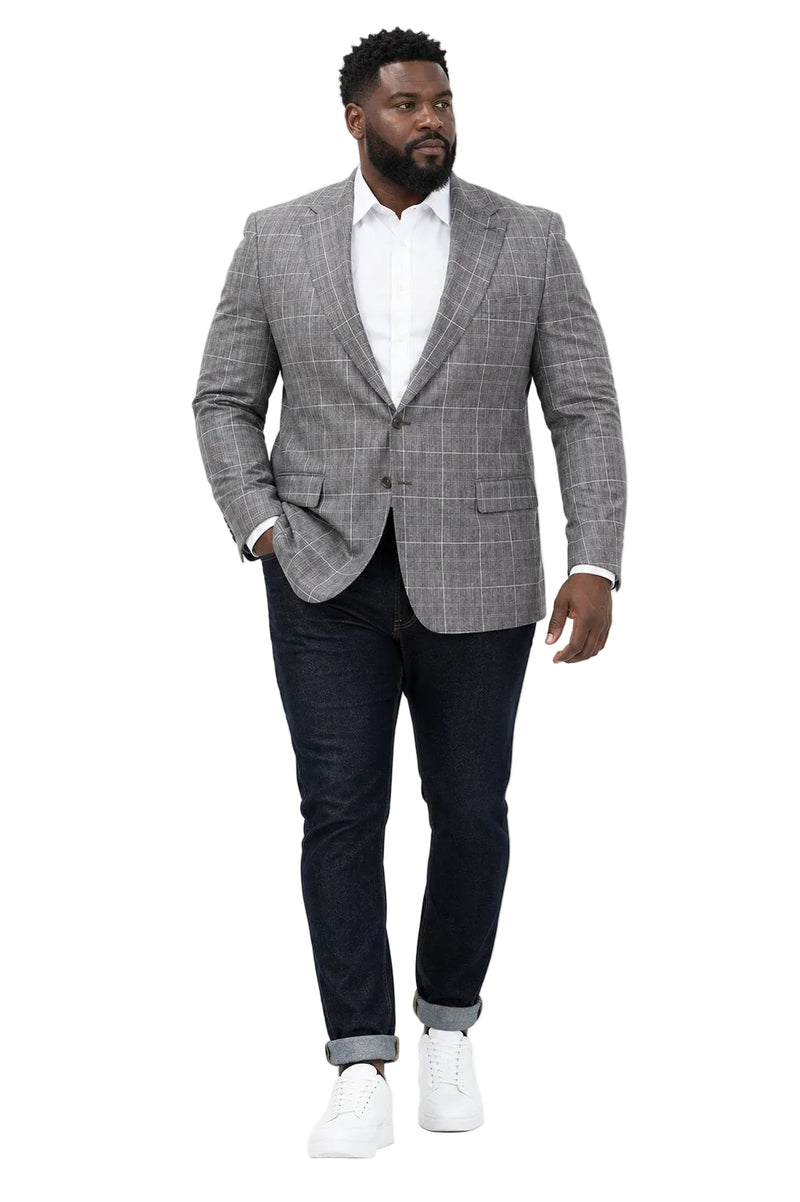 Stacy Adams Men's Hybrid Fit Sport Coat - Windowpane Plaid
