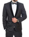 Men's Black  Slim Fit 1 Button Shawl Velvet Lapel Tuxedo Suit  Slim Fit Black Tuxedo - Skinny Fit Tuxedo