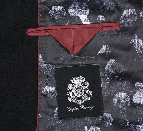 Mens Black Overcoat -Black Fall-Winter Essential Slim Fit Overcoat Wool Blend