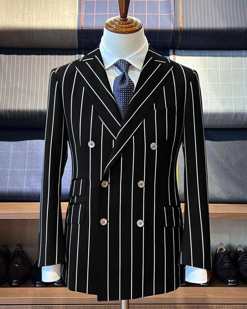 Mafia Outfit - Mobster Outfit - Italian costume - Black Chest Pocket Suit