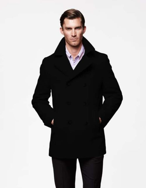 Mens Black Overcoat - Men's Front Black Slash Pockets Available November Peacoat