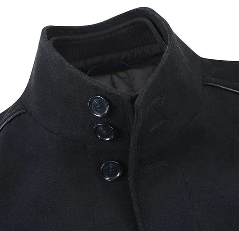 Mens Black Overcoat - English Laundry Black Slim Fit Wool Blend Short Coat with Detachable Full Zipper