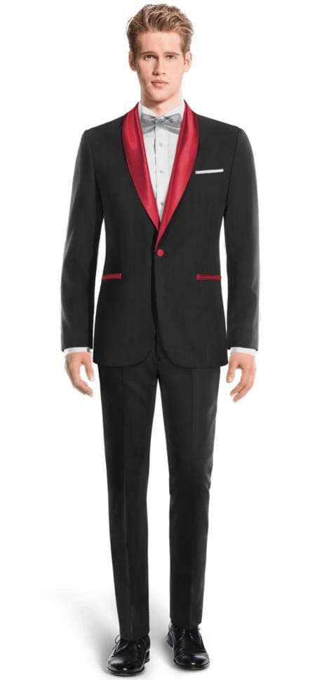 Holiday Suit - Christmas Suit - Christmas Blazer Men's Black And Red Two Toned Tuxedo Suit - Red Tuxedo