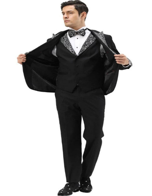 Black and White Prom Tuxedo - Perfect Wedding Suit Vested rhinestone sequin Lapelled
