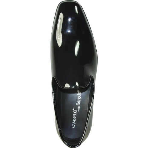 Mens Classic Plain Toe Slip On Patent Loafer Tuxedo Shoe In Black