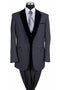 Mens Vested 2 Button Suit with Black Velvet Collar and Vest in Black