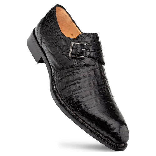 Gigolo Black Crocodile Monk Strap Loafers by Mezlan – Luxury Exotic Leather Shoes Made in Spain