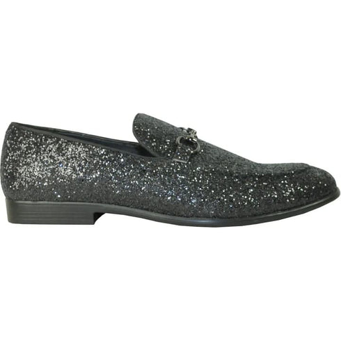 Mens Modern Glitter Sequin Prom Tuxedo Loafer In Black