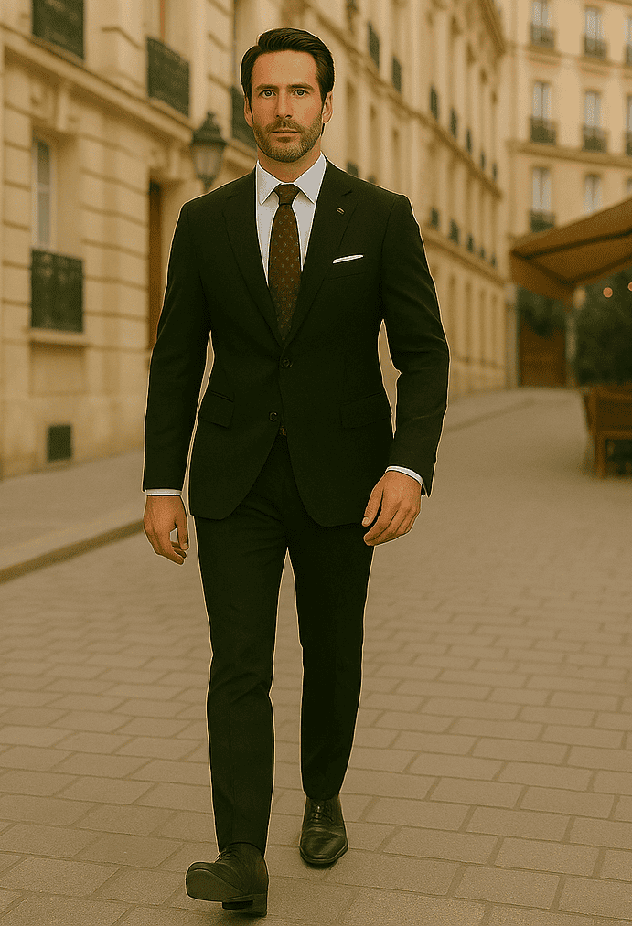 Wool Suit - Italian Made Business Suit by Statement Men's 2 Piece 100% Wool Modern Fit Suit - Subtle Windowpane