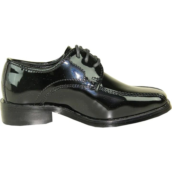 Mens Classic Bicycle Square Pointy Toe Patent Tuxedo Shoe In Black