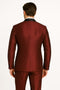 Men's Burgundy Shiny Tuxedo with Black Satin Shawl Lapel – Ultra Slim Fit Party & Prom Suit