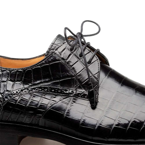 Men’s Genuine Alligator Black Derby Lace-Up Shoes by Mezlan – Luxury Exotic Leather Made in Spain