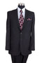 Mens Classic 2PC Pleated Pant Suit with Lapel Stitching in Black