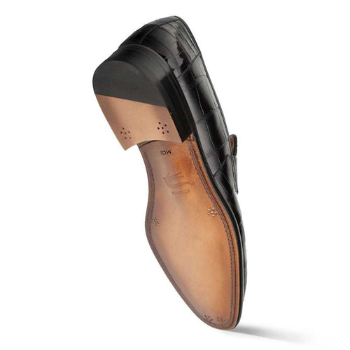Men’s Black Piccolo Genuine American Alligator Penny Loafers by Mezlan – Luxury Exotic Handmade Loafers from Spain