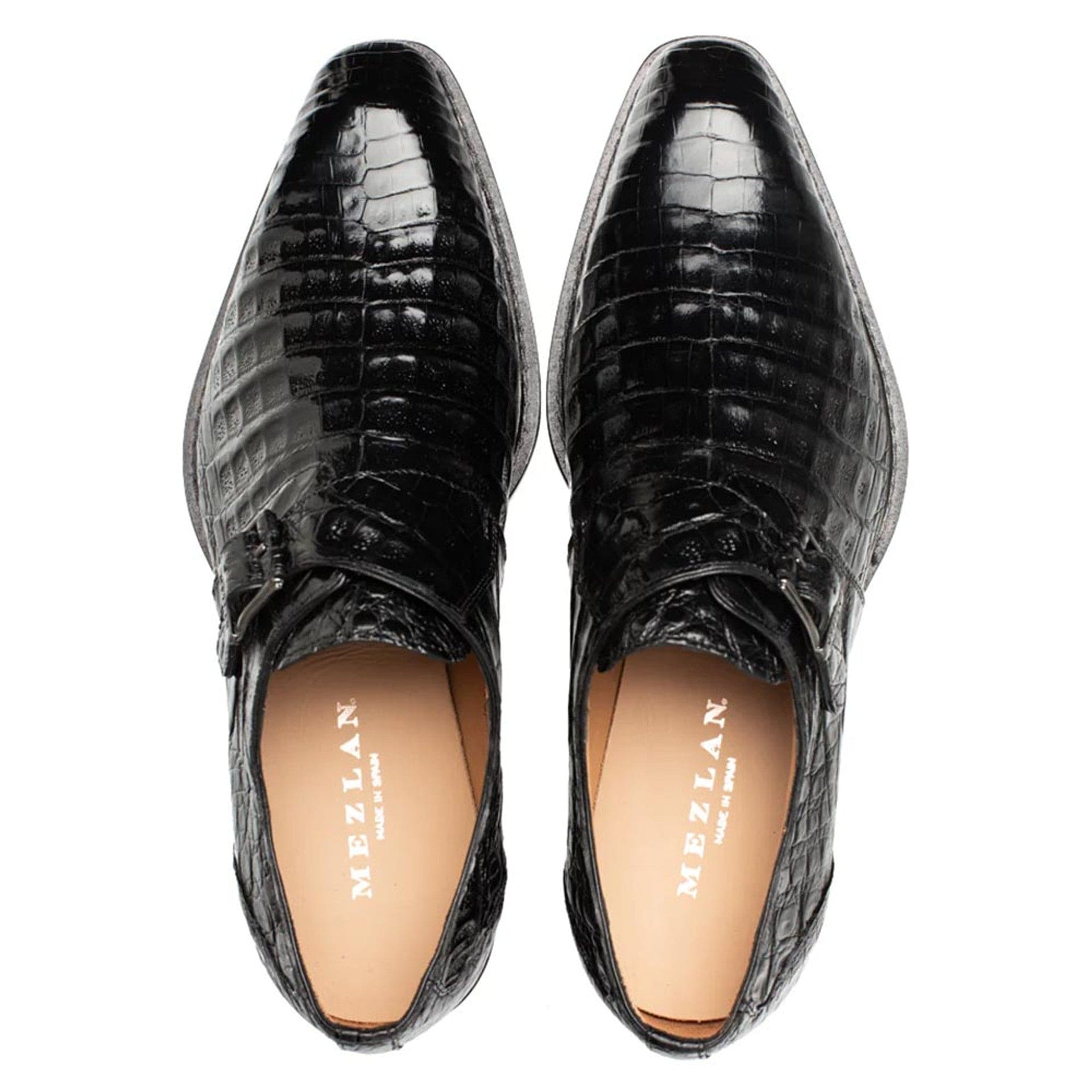 Gigolo Black Crocodile Monk Strap Loafers by Mezlan – Luxury Exotic Leather Shoes Made in Spain