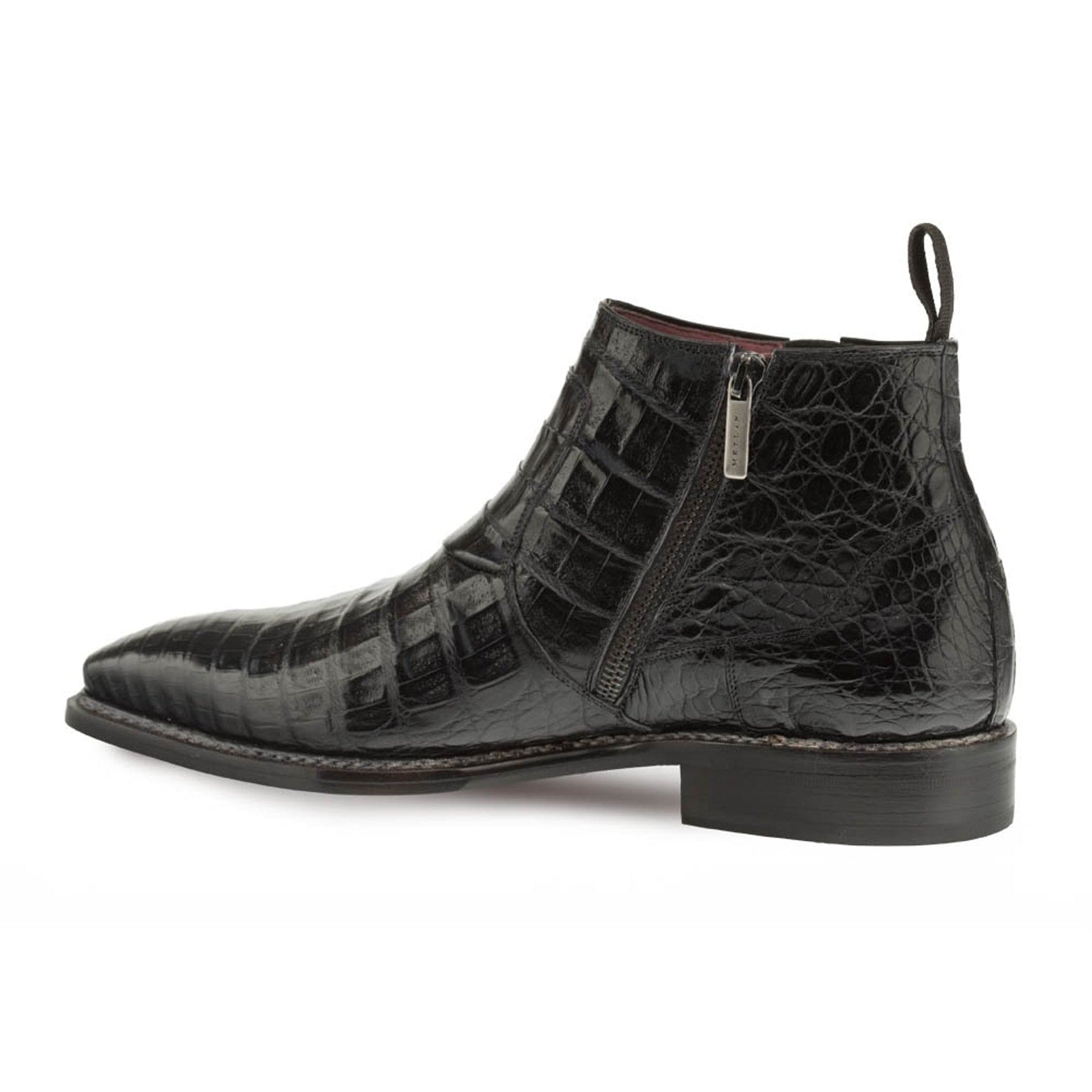 Blackmore Black Genuine Crocodile Plain Toe Men's Boots by Mezlan – Exotic Leather Luxury Made in Spain