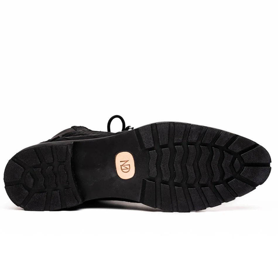 Marco Di Milano Leoni Oil Black Caiman Crocodile Lace-Up Boots