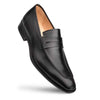 Mezlan Black Burnished Calfskin Penny Loafer for Men – Luxury Handmade Dress Shoe