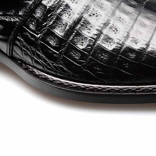 Gigolo Black Crocodile Monk Strap Loafers by Mezlan – Luxury Exotic Leather Shoes Made in Spain