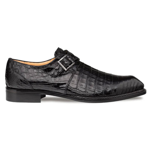 Gigolo Black Crocodile Monk Strap Loafers by Mezlan – Luxury Exotic Leather Shoes Made in Spain
