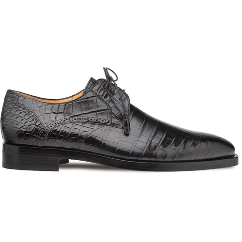 Men’s Genuine Alligator Black Derby Lace-Up Shoes by Mezlan – Luxury Exotic Leather Made in Spain