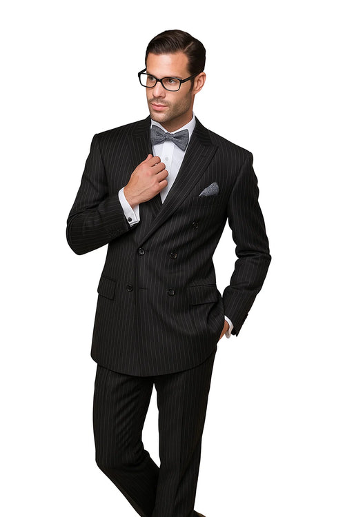  Black Double Breasted Pinstripe 