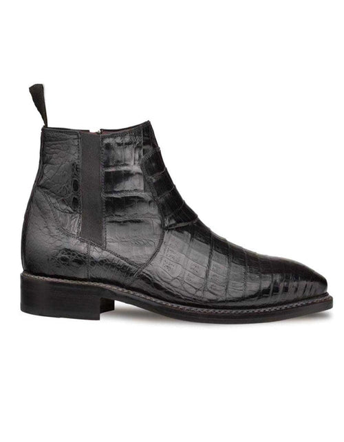 Mezlan Blackmore Men’s Black Plain Toe Boot – Genuine Crocodile Leather