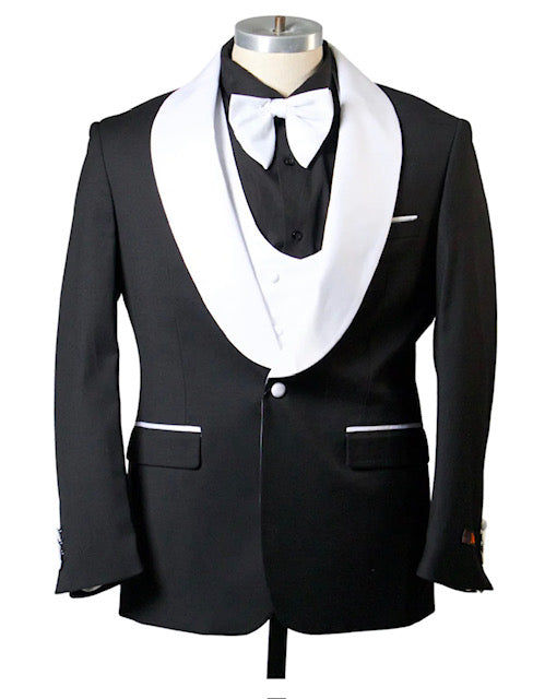 Black and White Tuxedo - Two Toned - Wedding or Prom Front Pocket Suit