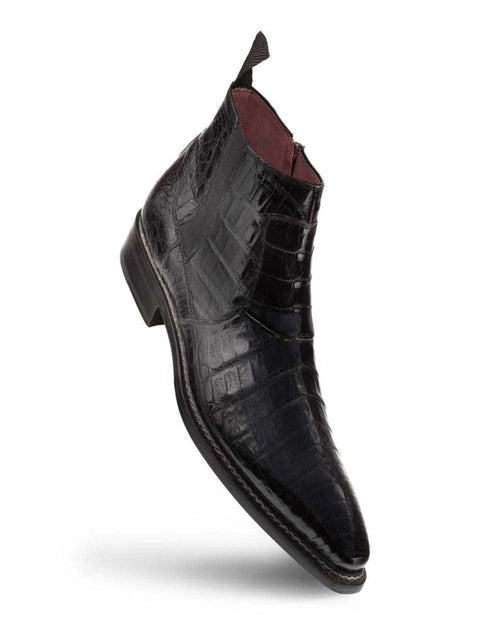 Mezlan Blackmore Men’s Black Plain Toe Boot – Genuine Crocodile Leather