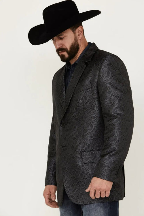 Western Blazer - Saco Vaquero para Hombre - Saco Vaquero Paisly Fabric in Color Black