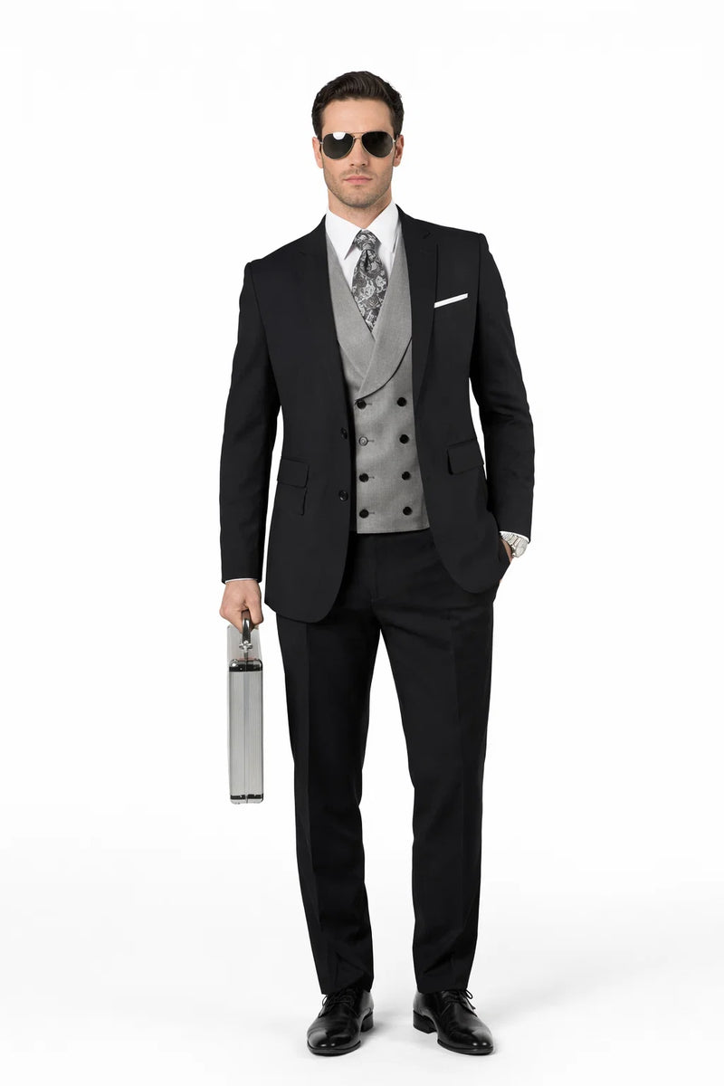 Black Suit Gray Vest