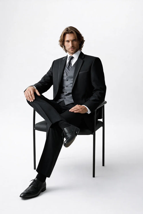 Black Suit Gray Vest