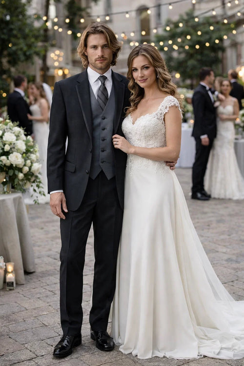 Black Suit Gray Vest