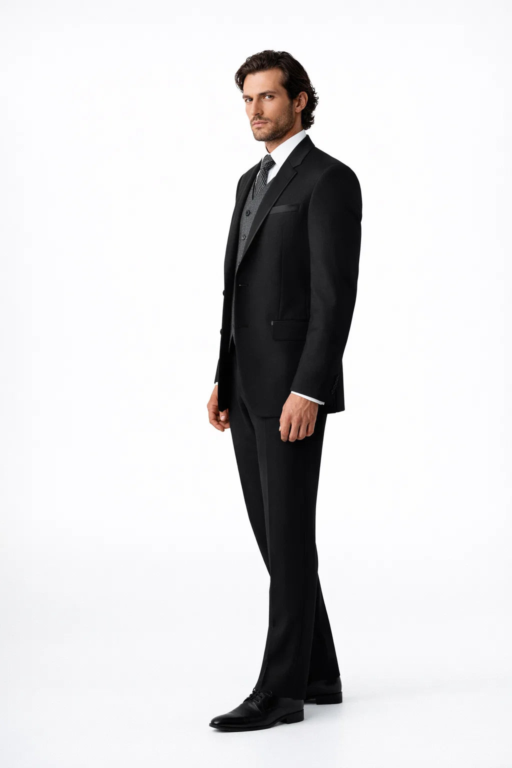 Black Suit Gray Vest