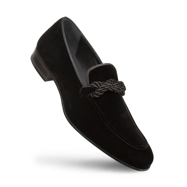 Mezlan Black Braided Formal Velvet Loafer