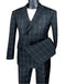 1920's Mens Vested Bold Gangster Vintage Plaid Suit With White Vest in Black