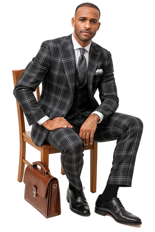 Black Windowpane Suit