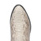 Dan Post Men's Manning boot. Black and natural python leather with a pointed toe and glossy finish. Features a light beige python pattern on the genuine leather upper, plus a black sole.
