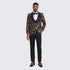 Gold Suit For Prom - Gold Blazer + Matching Pants + Men's Black and Rose Gold Tuxedo with Textured Floral Design- Wedding - Prom