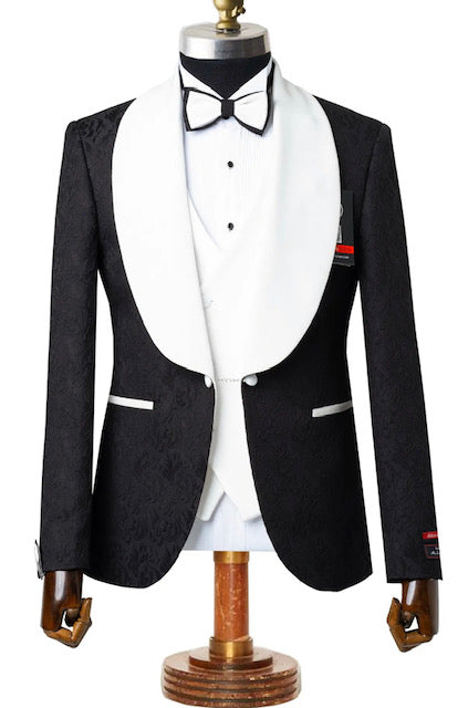 Black and White Tuxedo - Two Toned - Wedding or Prom Besom Pockets Suit