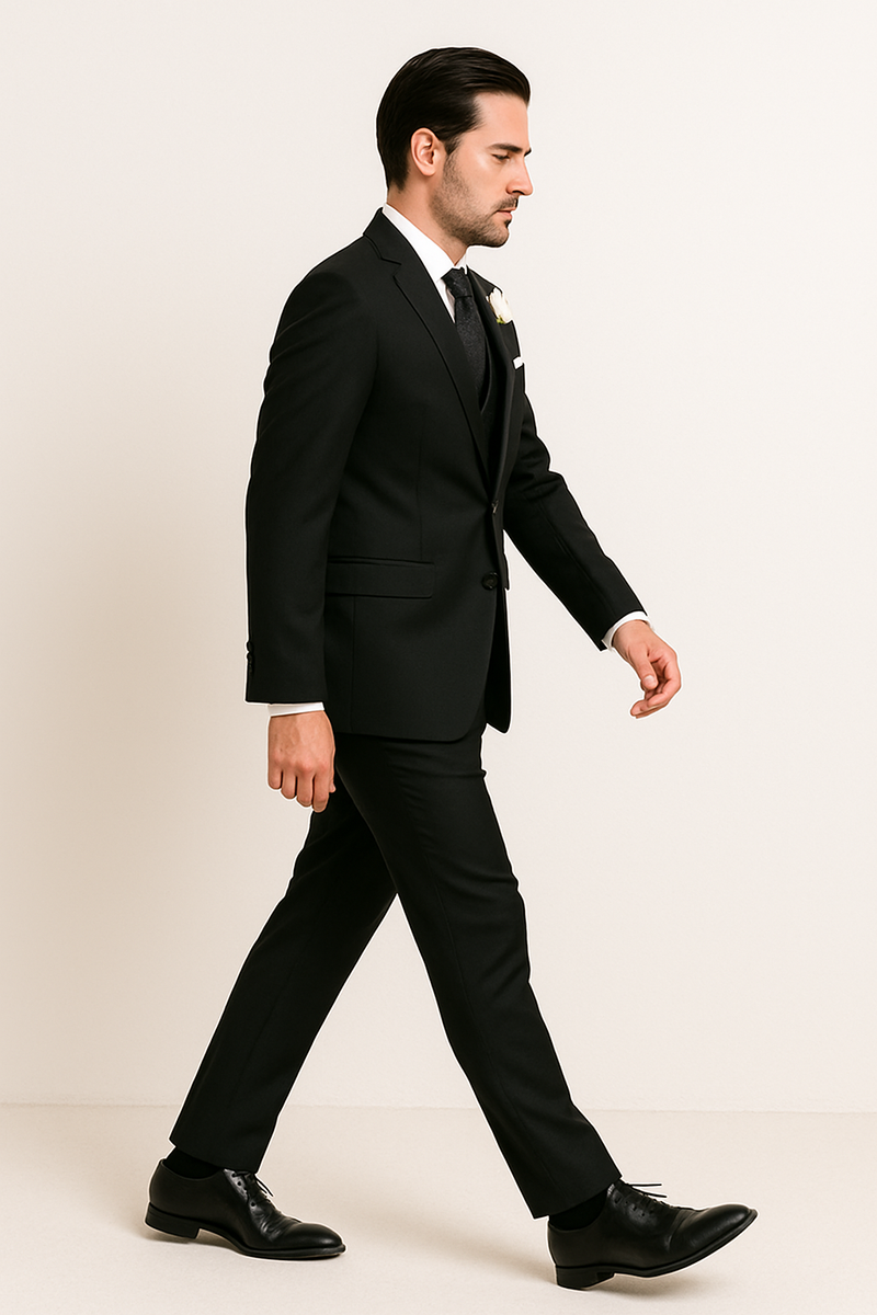 Leonardo Collection - Slim Fit Tuxedo 2 Buttons 3 Piece Suit Black