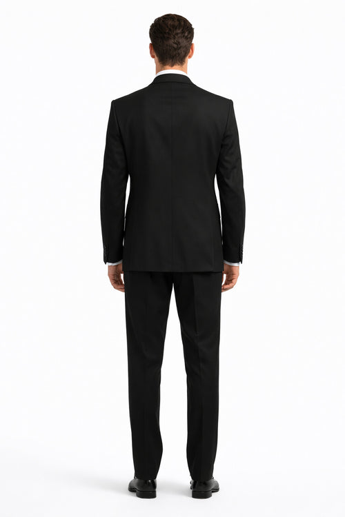 Black Suit With Red Vest and Tie Set